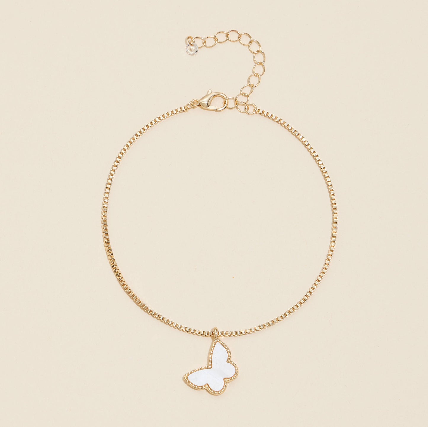 MOP Butterfly Charm Basic Chain Anklet