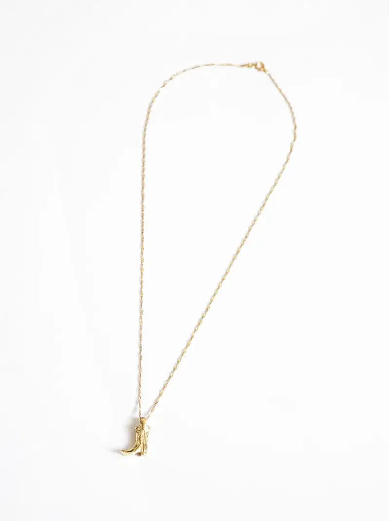 18K Gold Plated Cowboy Boot Gold Necklace Pendant (PRE🤍ORDER)