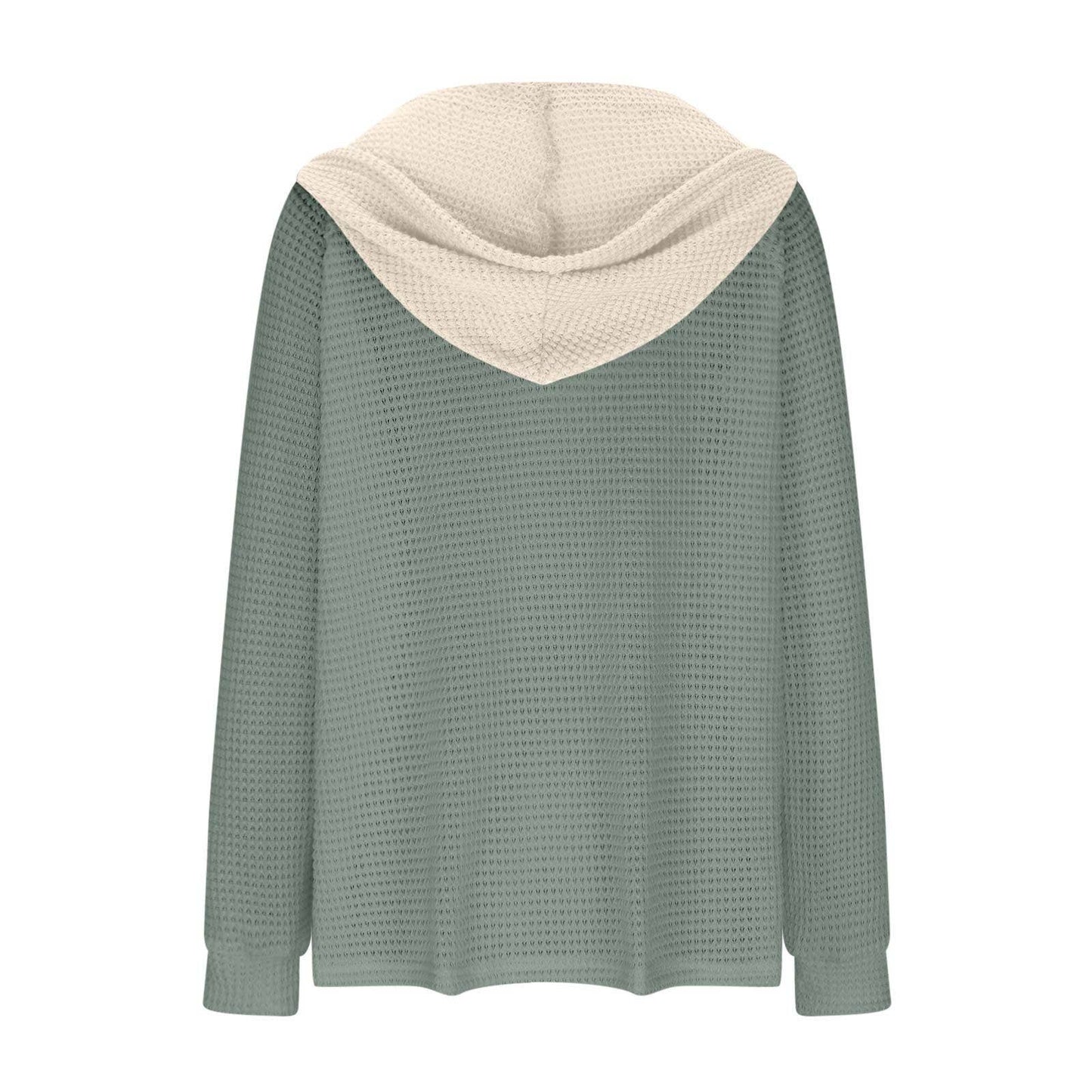 Long-sleeved hooded waffle sweatshirt