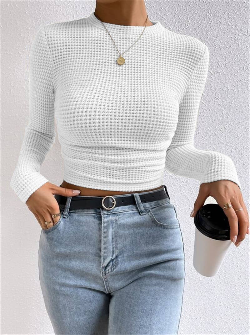 Waffle Fitted long Sleeve Top