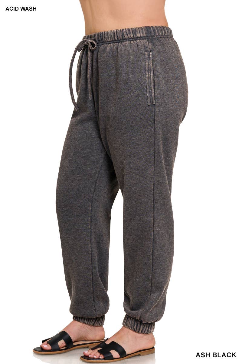 WASHED FLEECE SWEATS WITH POCKETS
