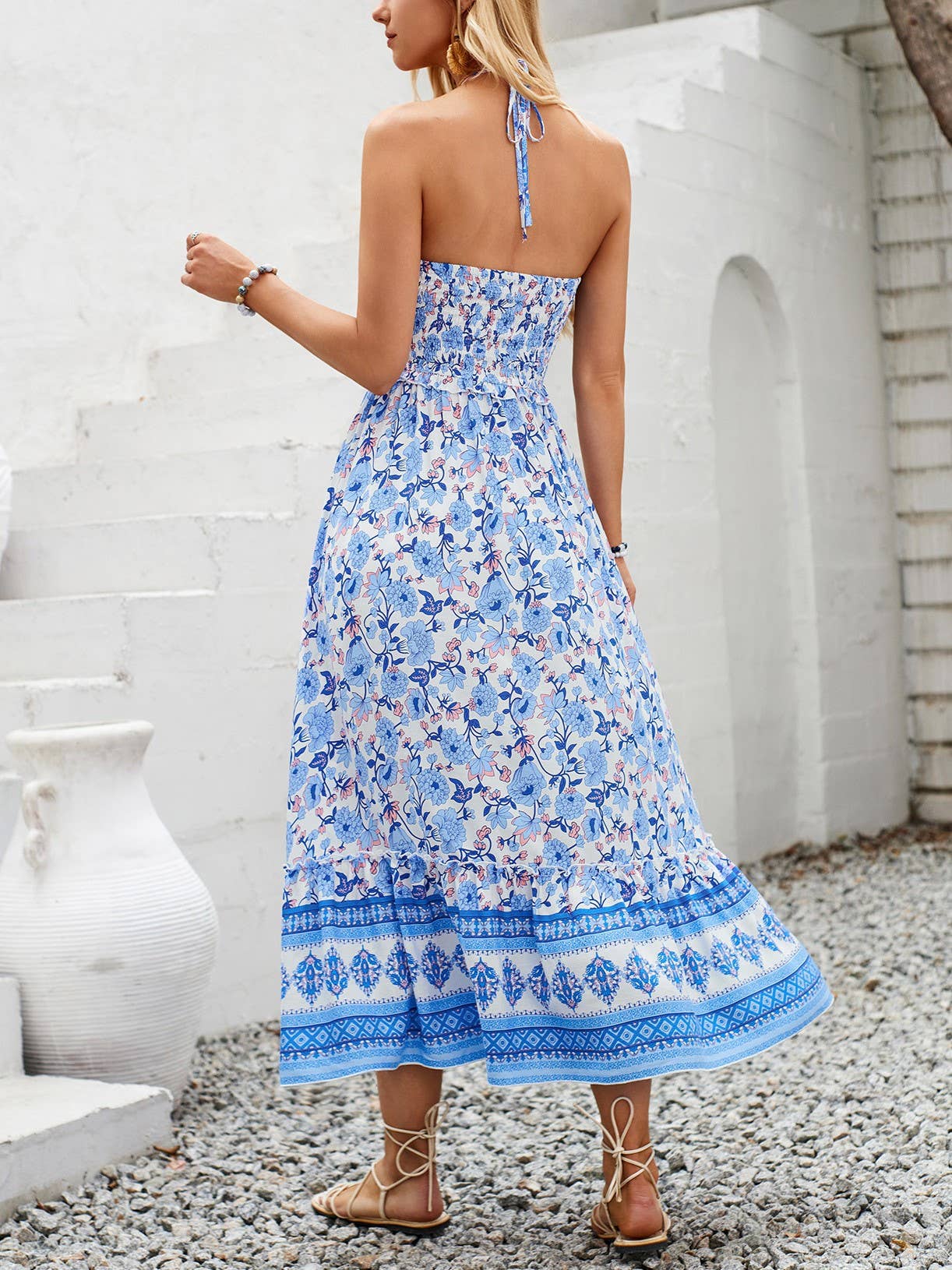 Boho Print Halterneck Dress