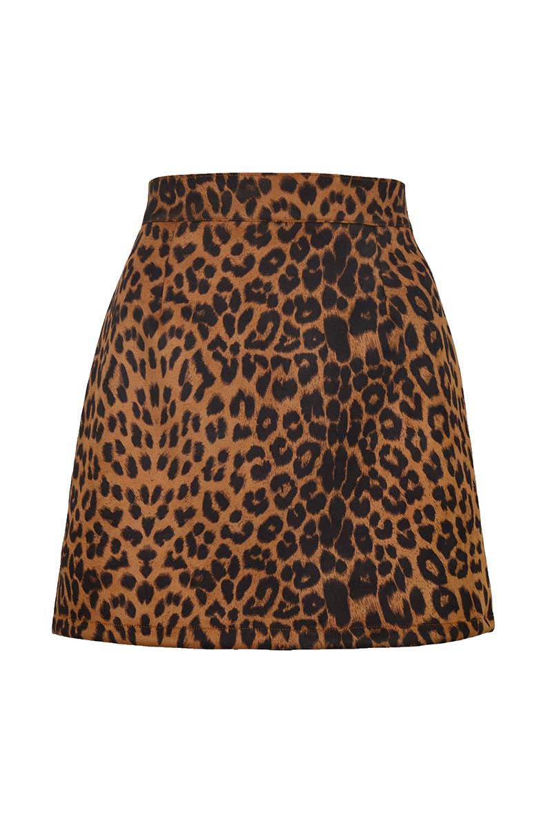 Suede wrap hip high waist zipper A-line skirt