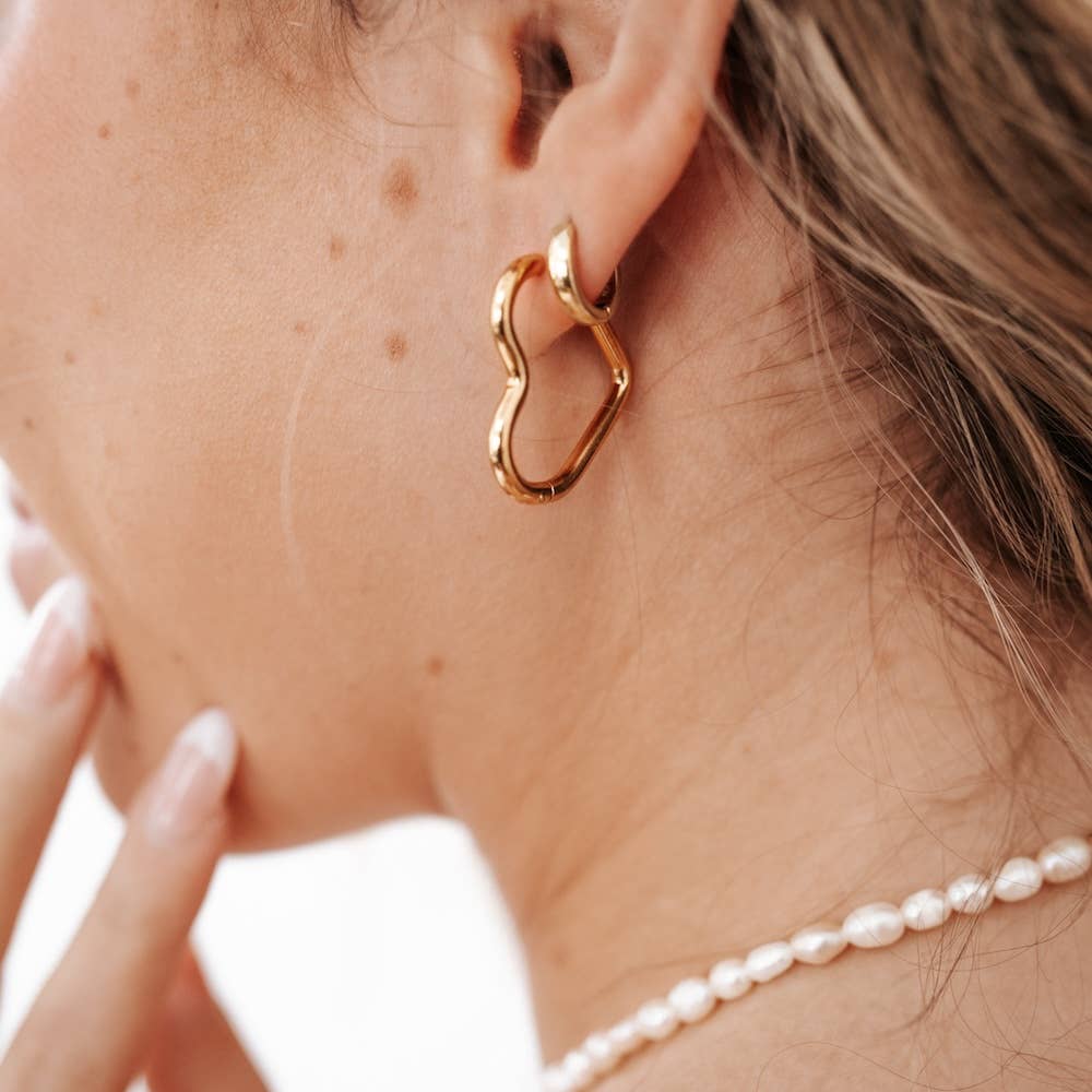 Love On My Mind Heart Hoop Earrings - WATERPROOF