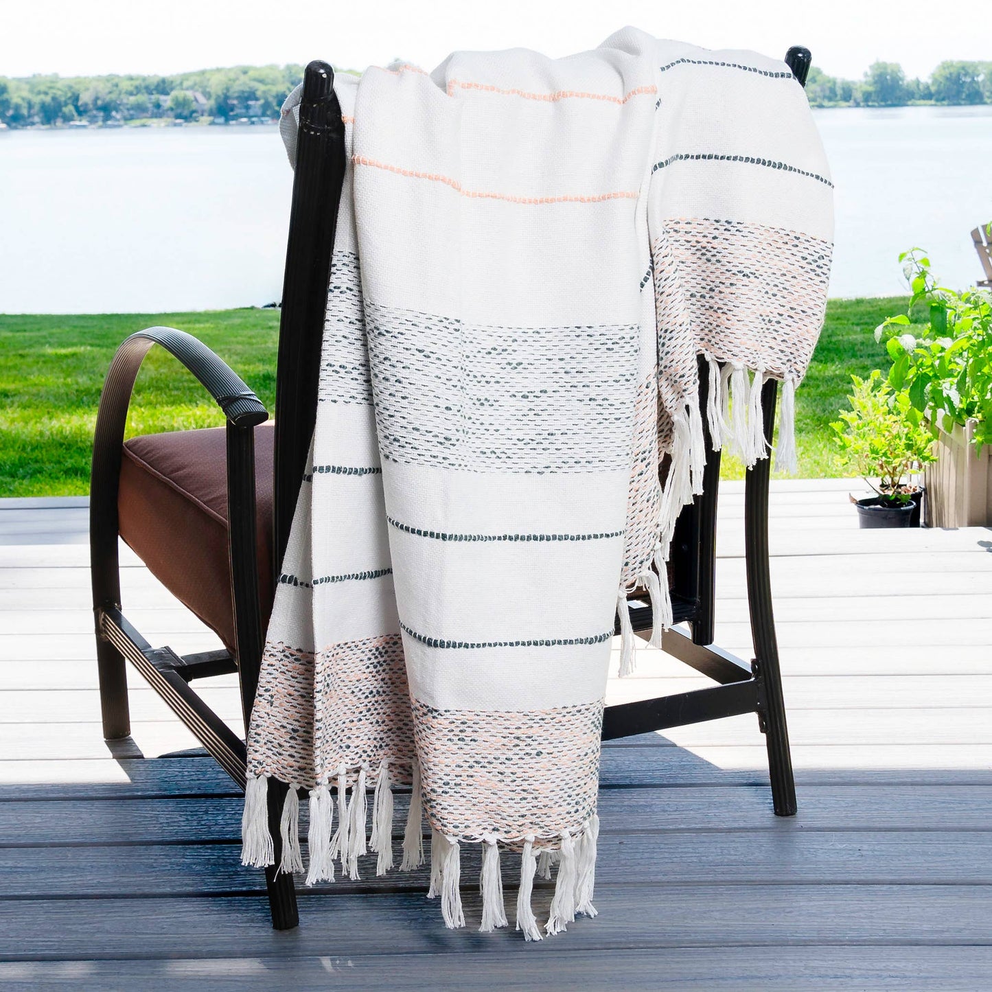 Tylanne 50x70" Indoor/Outdoor Woven Throw Blanket