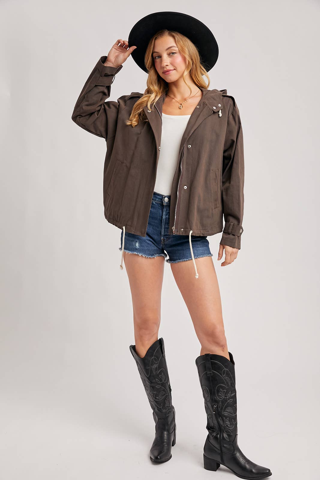 DRAWSTRING HOODED JACKET