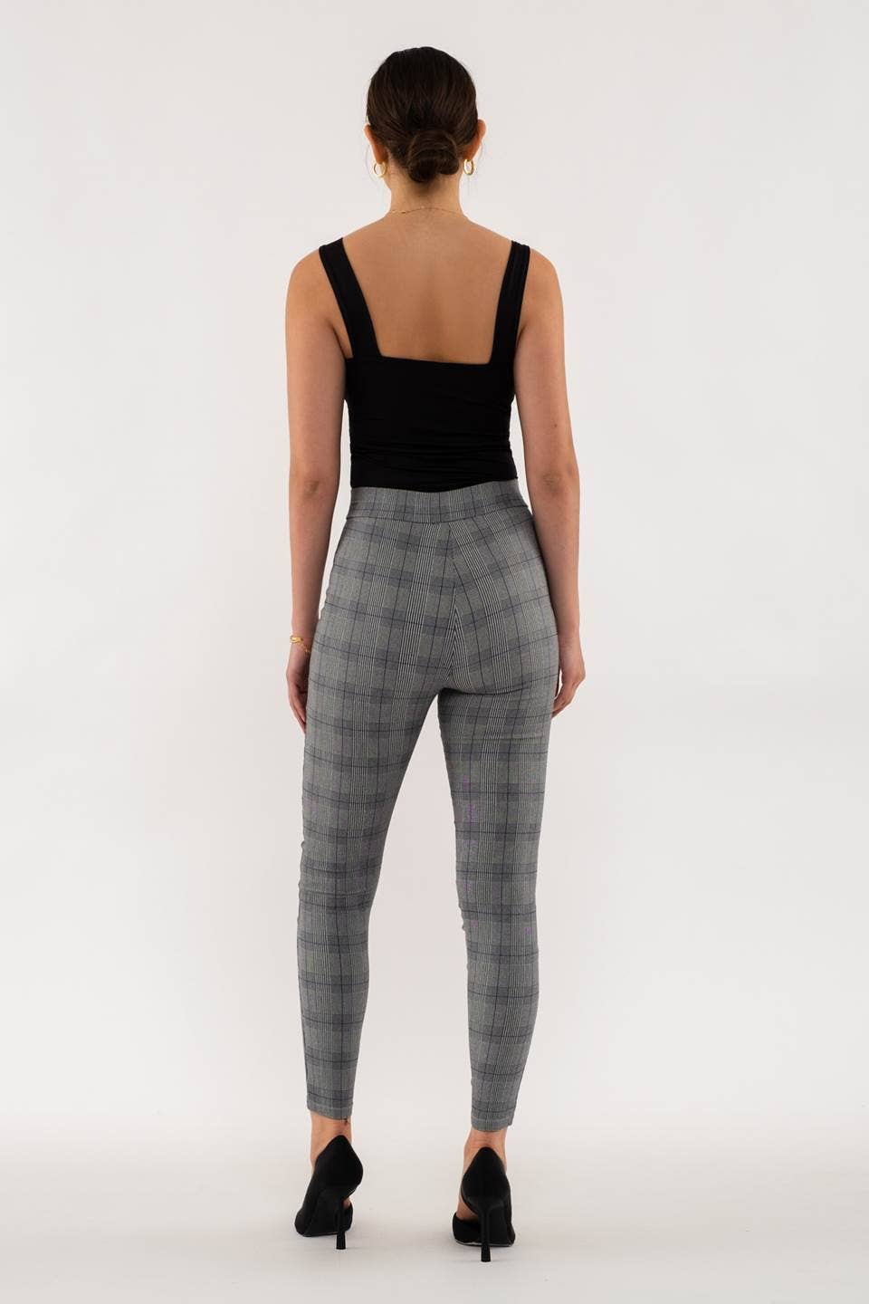 HIGH WAIST PLAID SKINNY PANTS
