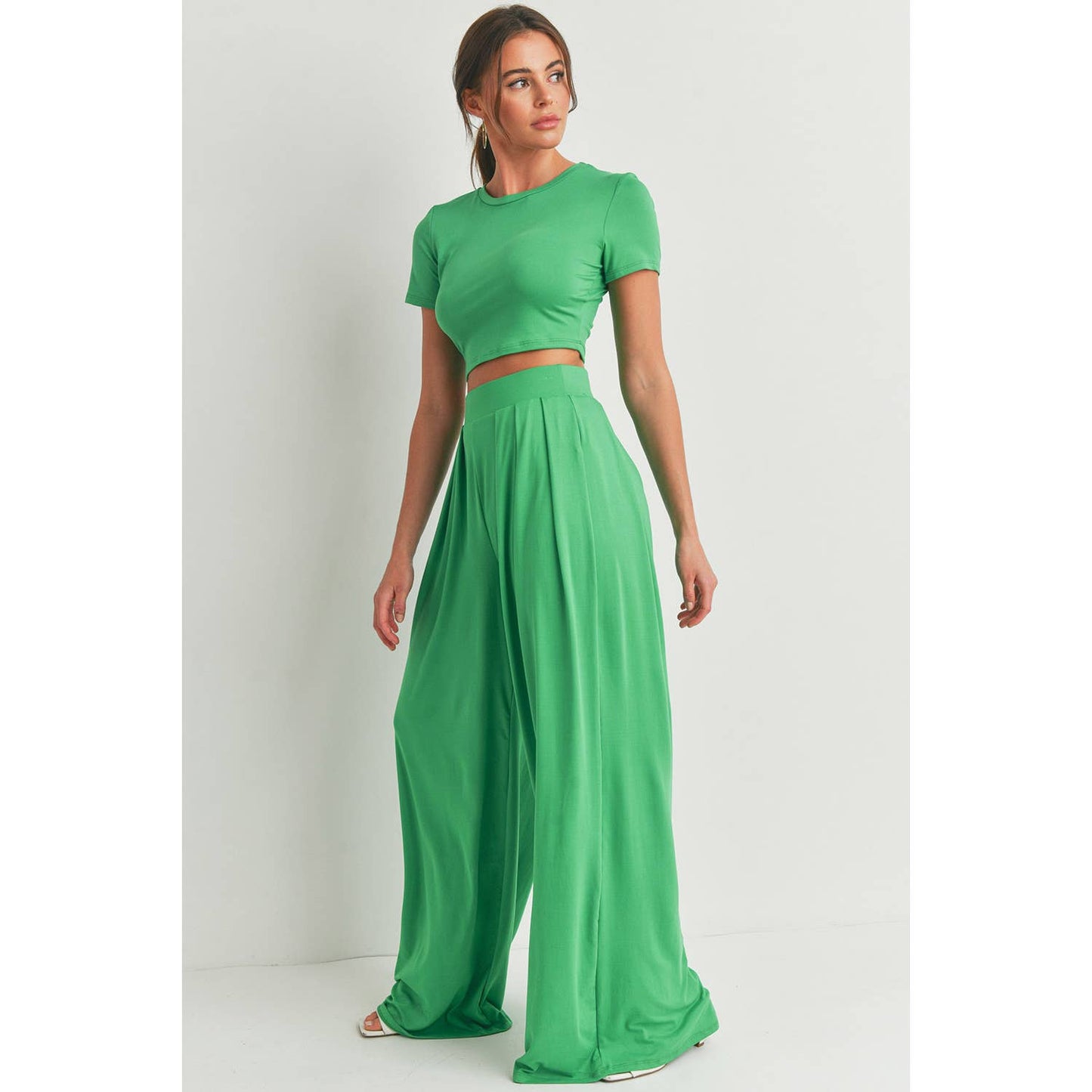 CROP TOP AND WIDE LEG PALAZZO PANTS SET