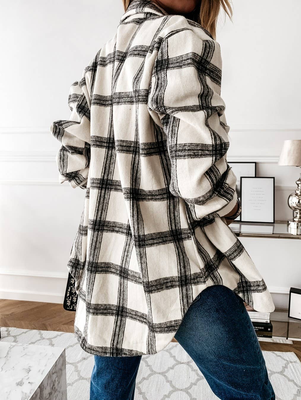 Loose casual vintage plaid shirt jacket