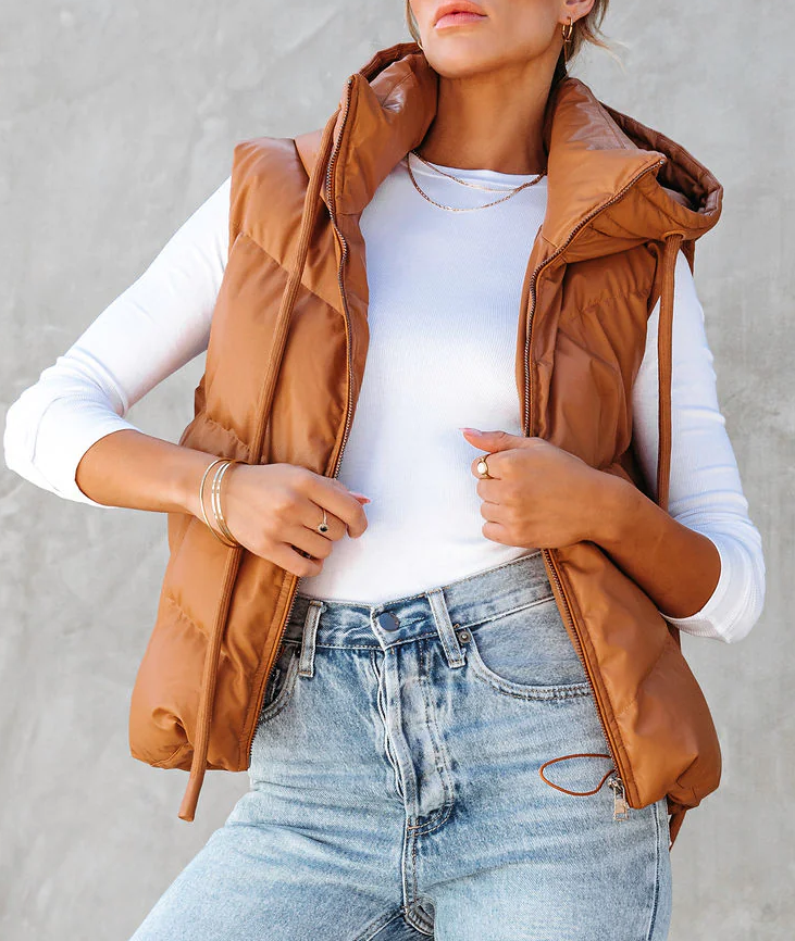 Hooded Puffer Double Slip Pocket Waistcoat