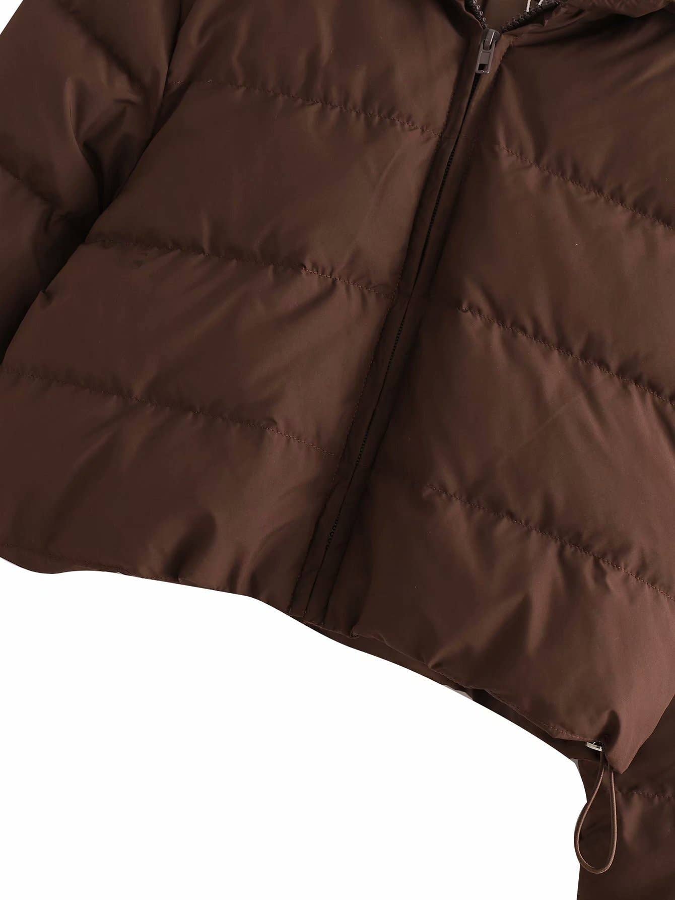 Hooded puffer zip up crop jacket