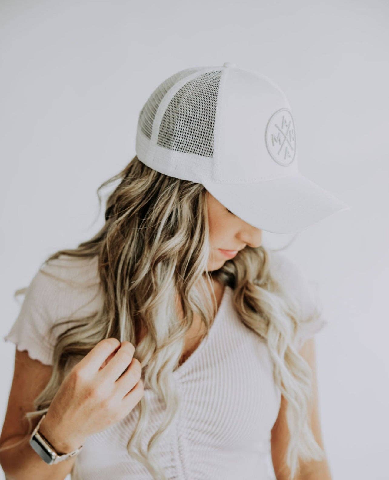 Mama X™ Premium Canvas Trucker Hat - White/Gray