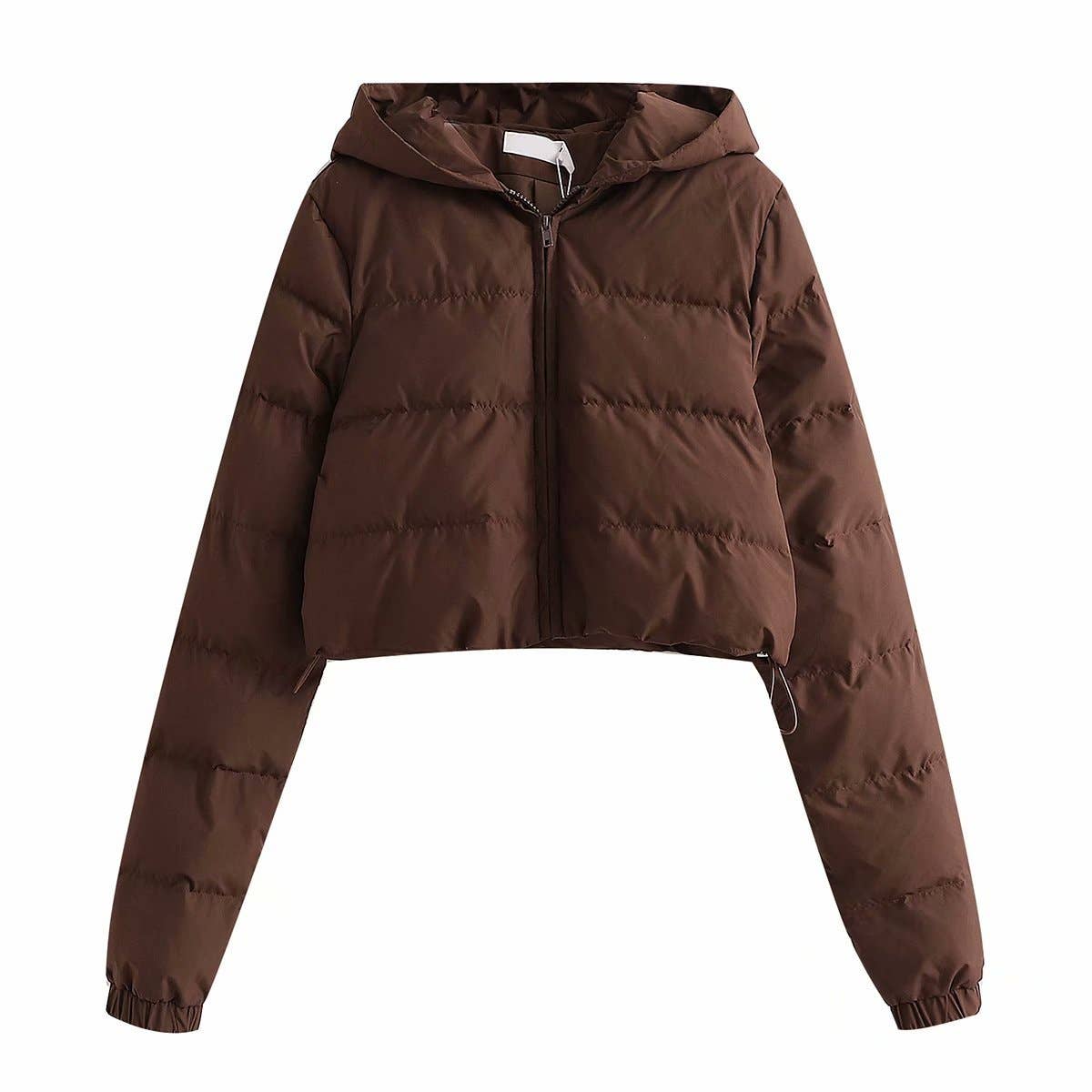 Hooded puffer zip up crop jacket