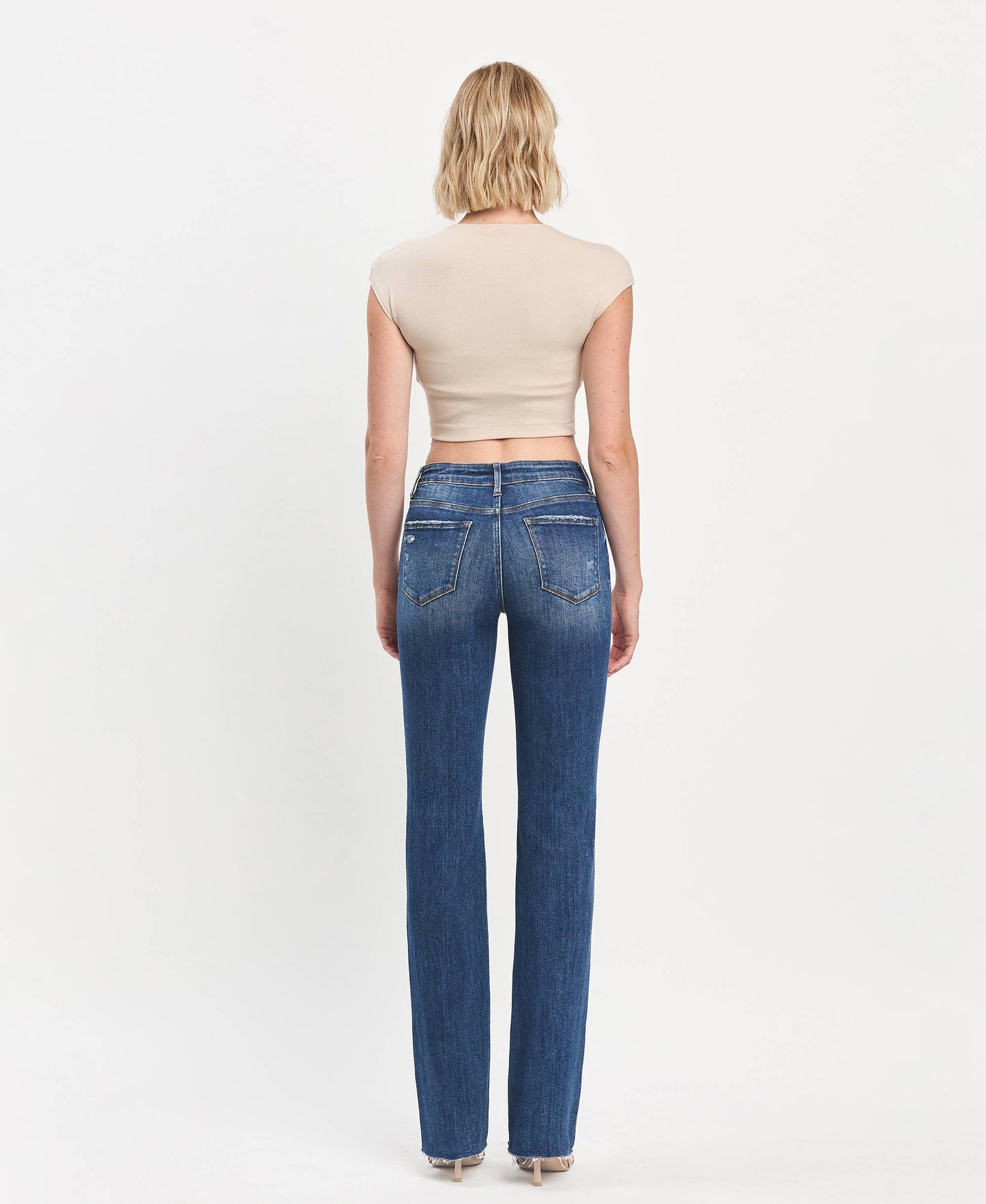 HIGH RISE RAW HEM BOOTCUT JEANS
