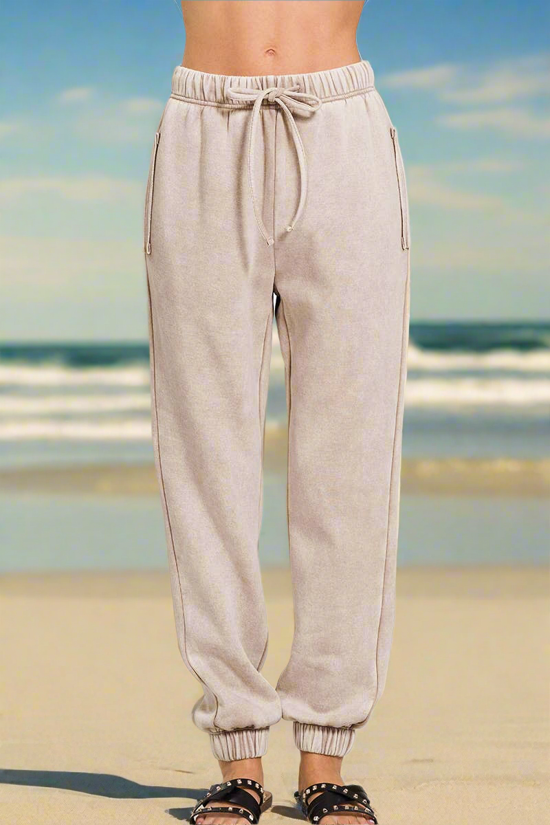 WASHED FLEECE SWEATS WITH POCKETS
