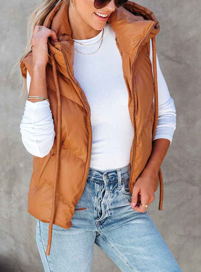 Hooded Puffer Double Slip Pocket Waistcoat