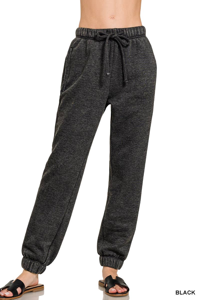 WASHED FLEECE SWEATS WITH POCKETS