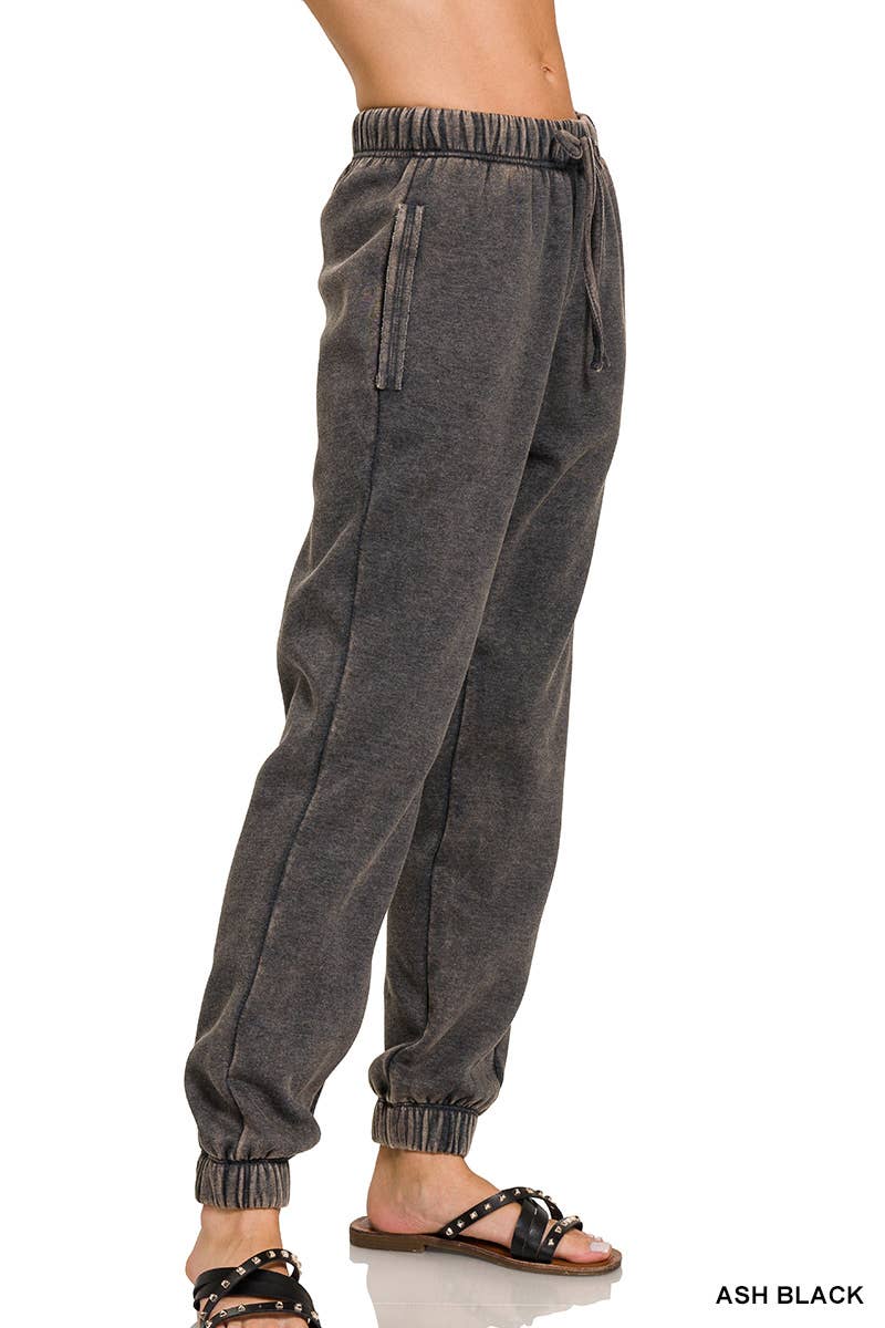 WASHED FLEECE SWEATS WITH POCKETS