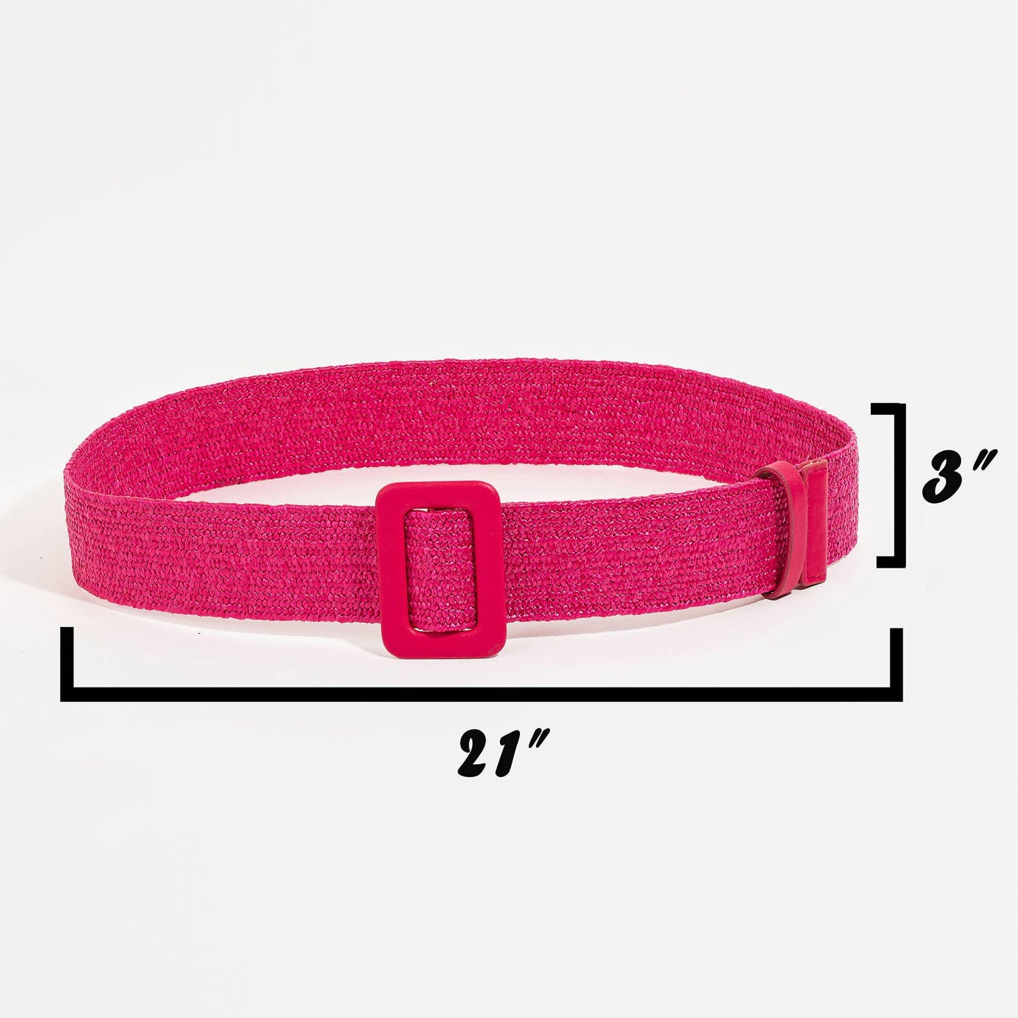 Rectangle Buckle Straw Braided Belt