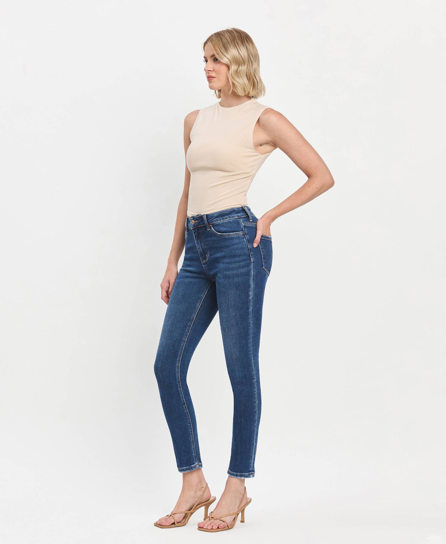 HIGH RISE ANKLE SKINNY JEANS