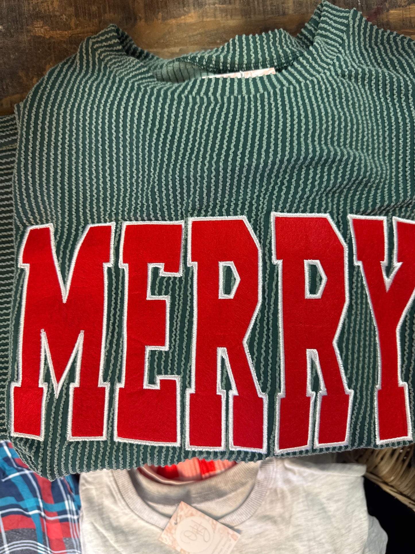 JOLLY & MERRY Corded Long Sleeve Christmas Graphic Pants Set