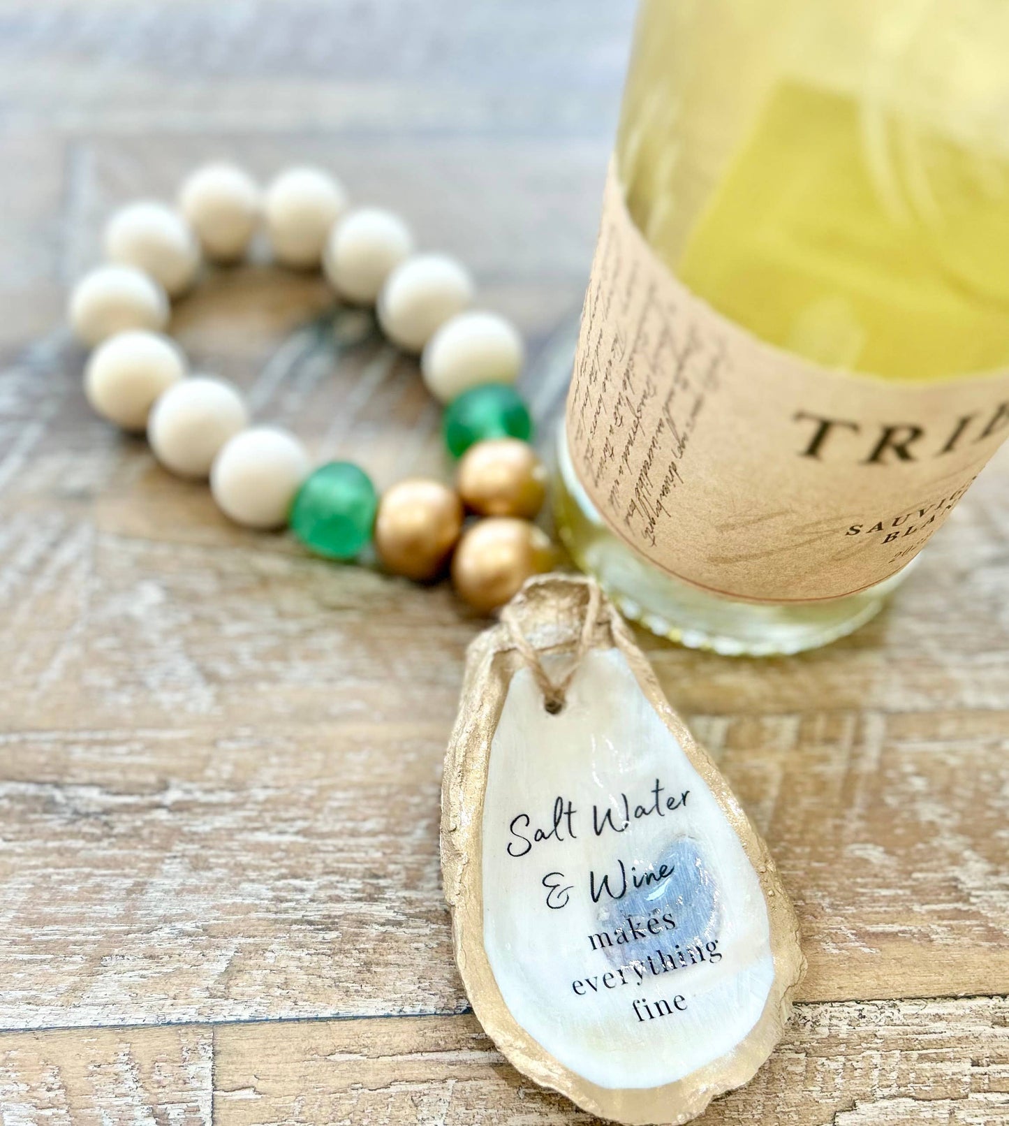 Saltwater & Wine Make Everything Fine - Beaded Bottle Charm
