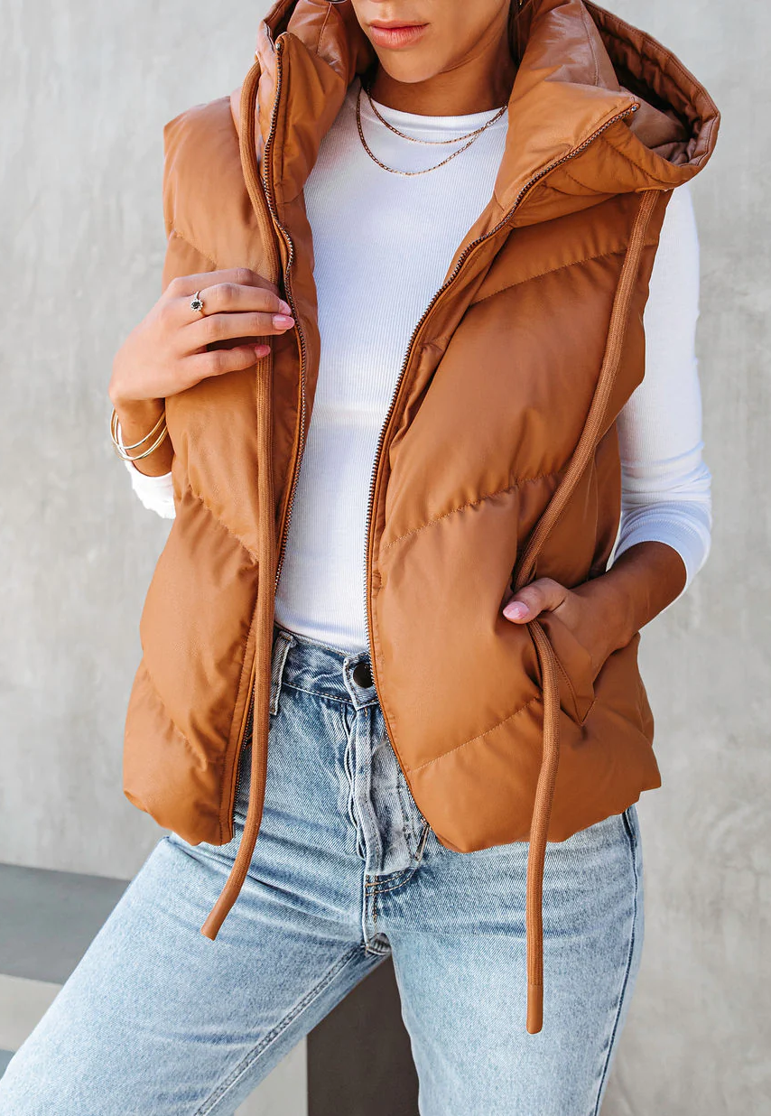 Hooded Puffer Double Slip Pocket Waistcoat