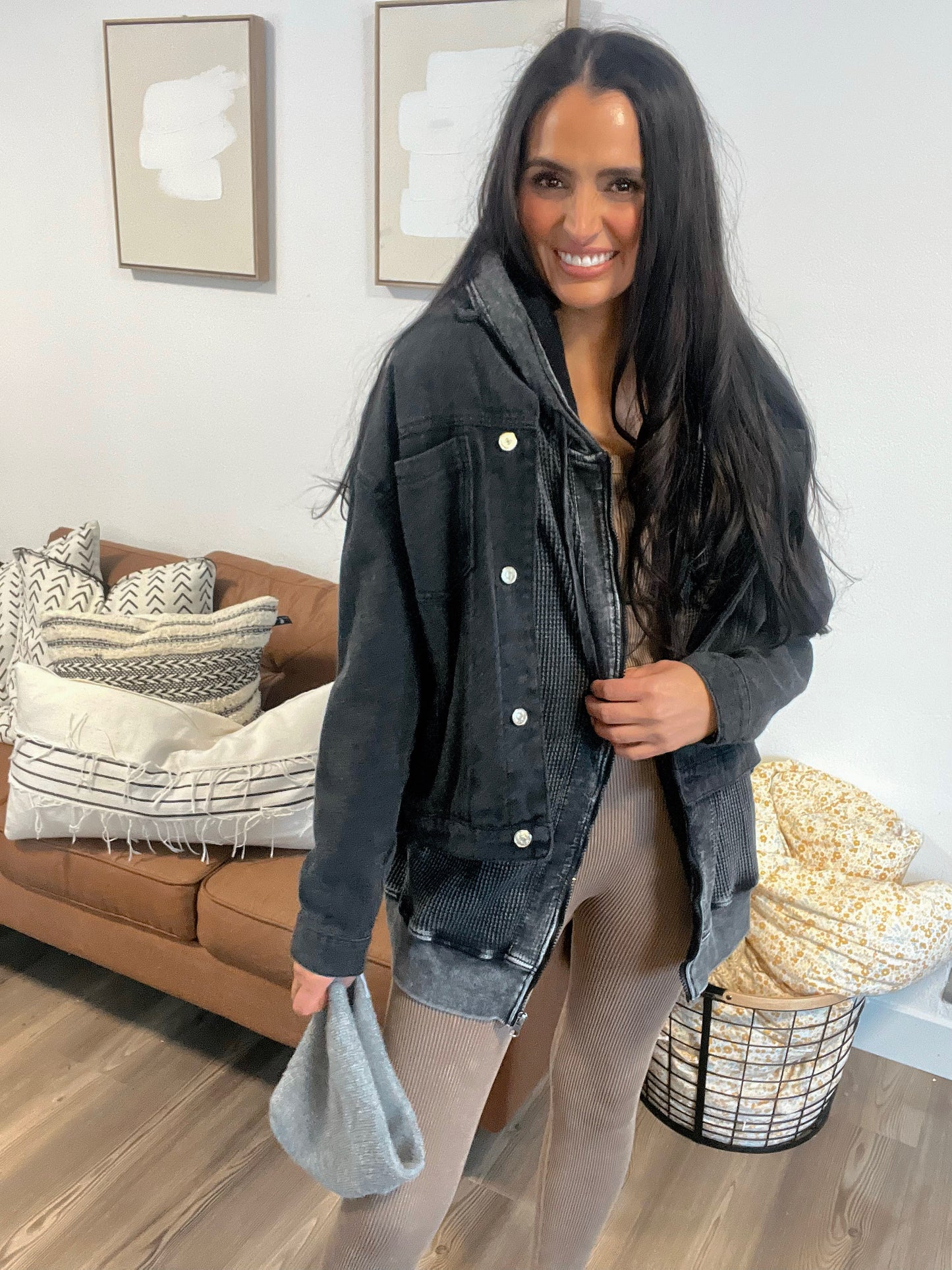 DENIM BUTTON DOWN OVERSIZED JACKET