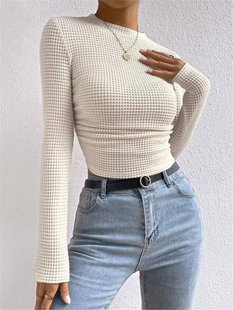 Waffle Fitted long Sleeve Top