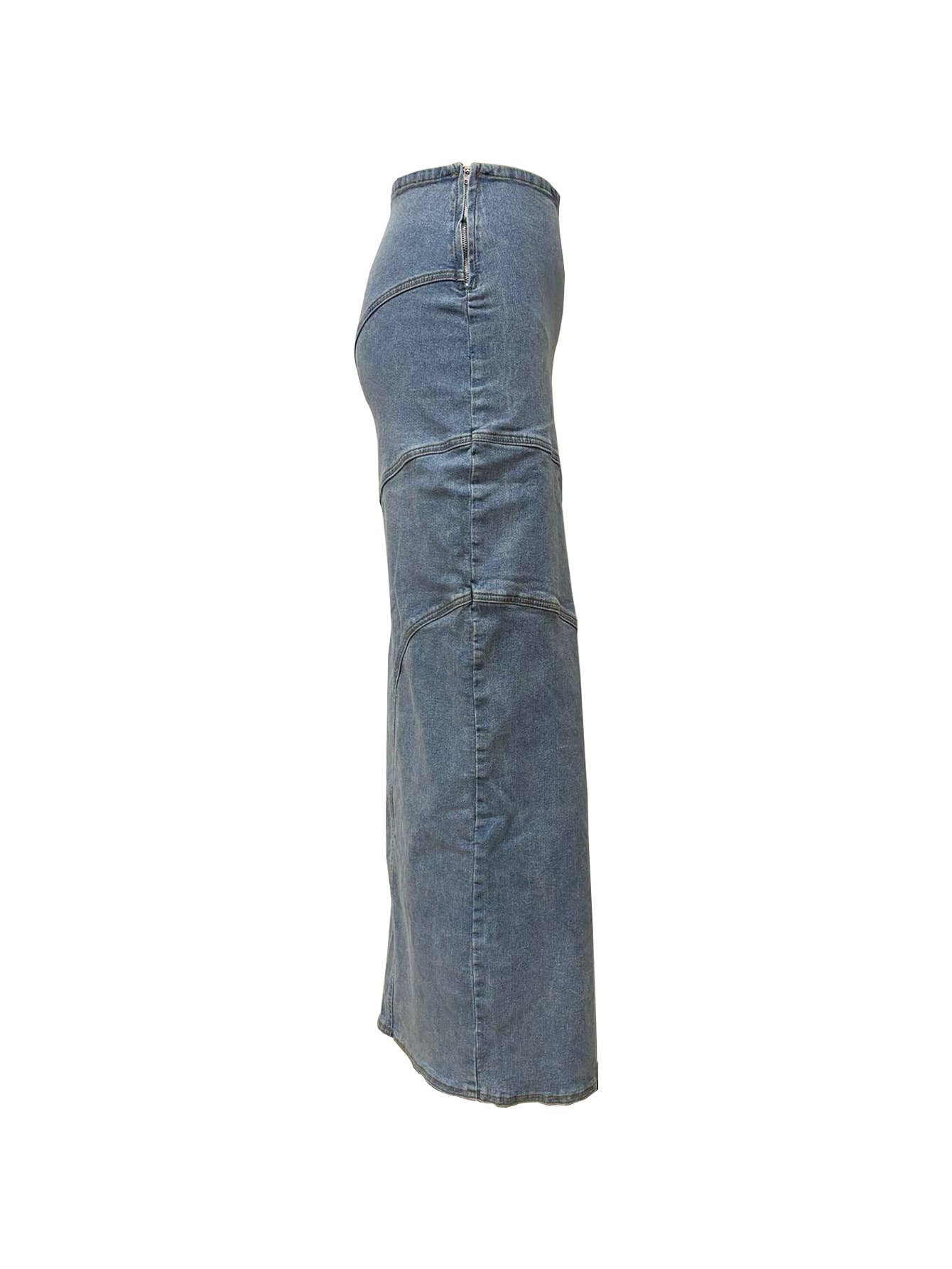 High slit denim skirt
