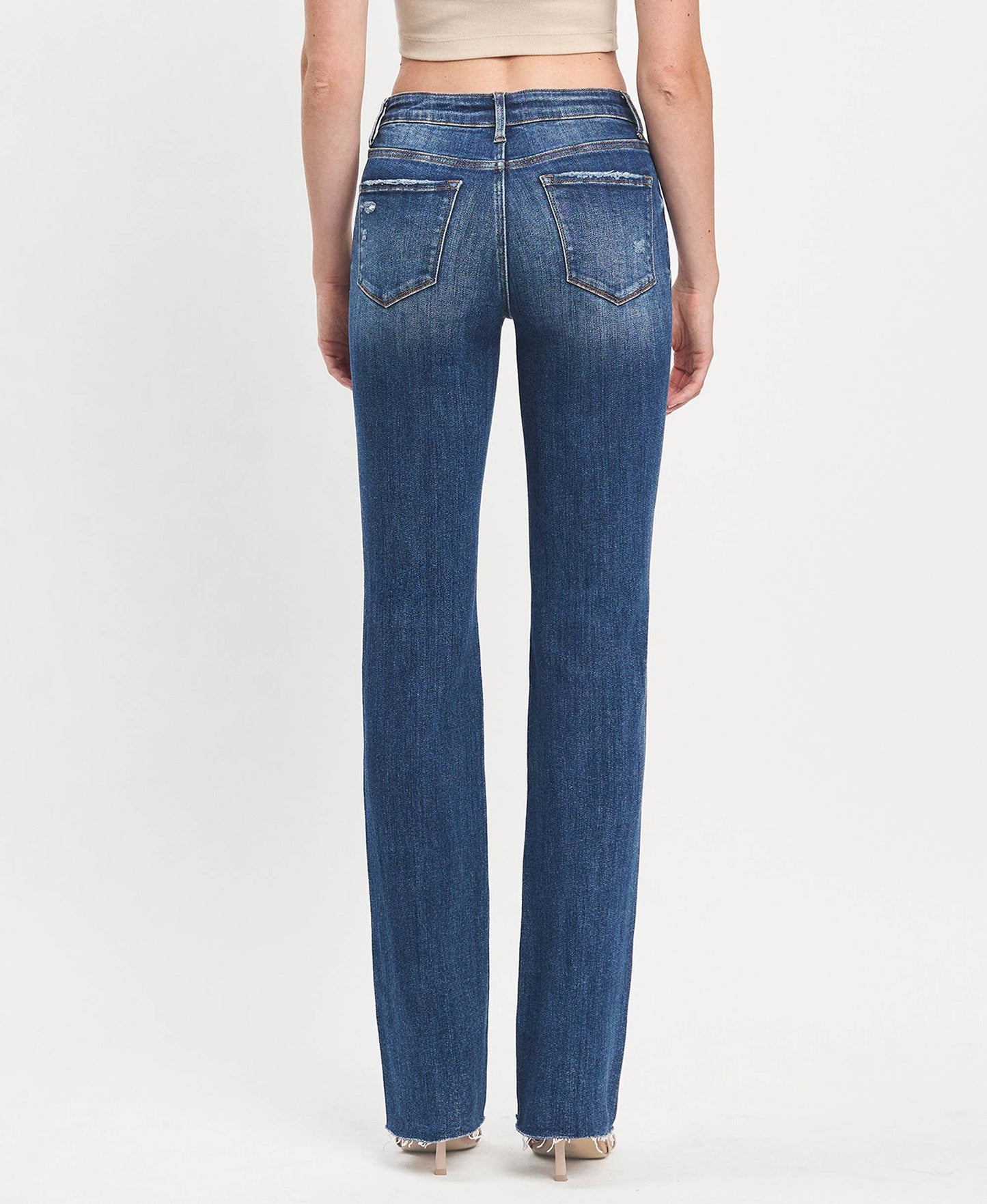 HIGH RISE RAW HEM BOOTCUT JEANS