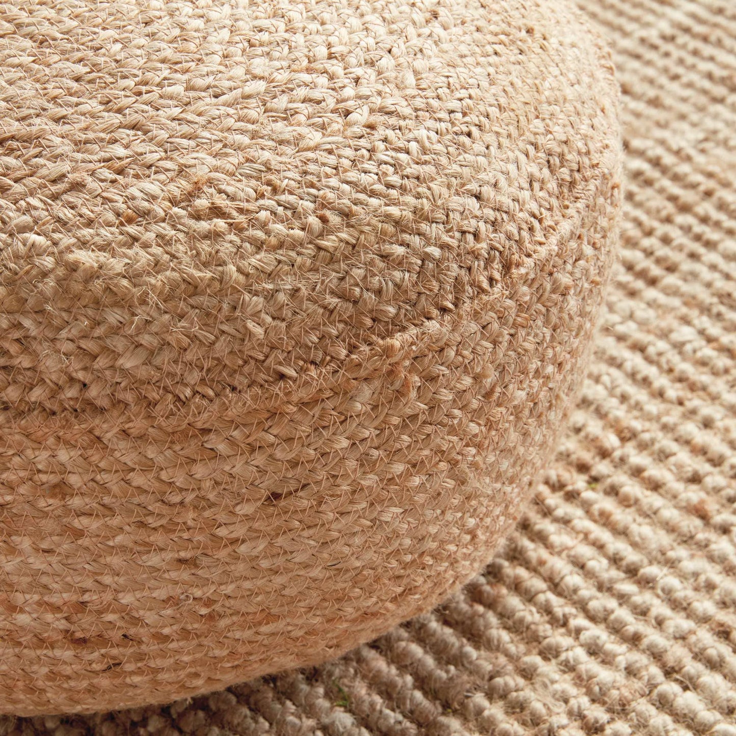 Jute Round Pouf - Natural Jute & Foam Cotton - Firm Seating