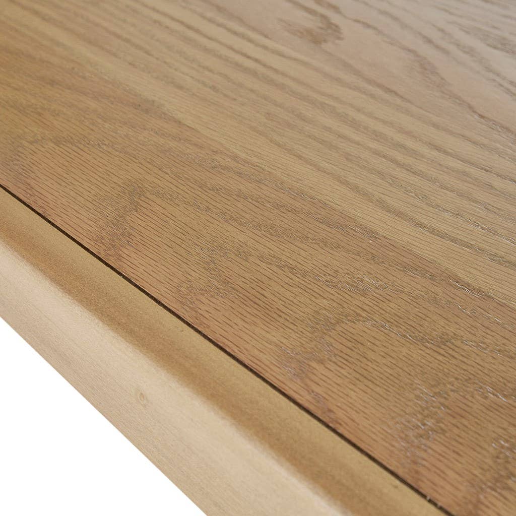 Midcentury Natural Wood Console Table with Bottom Shelf