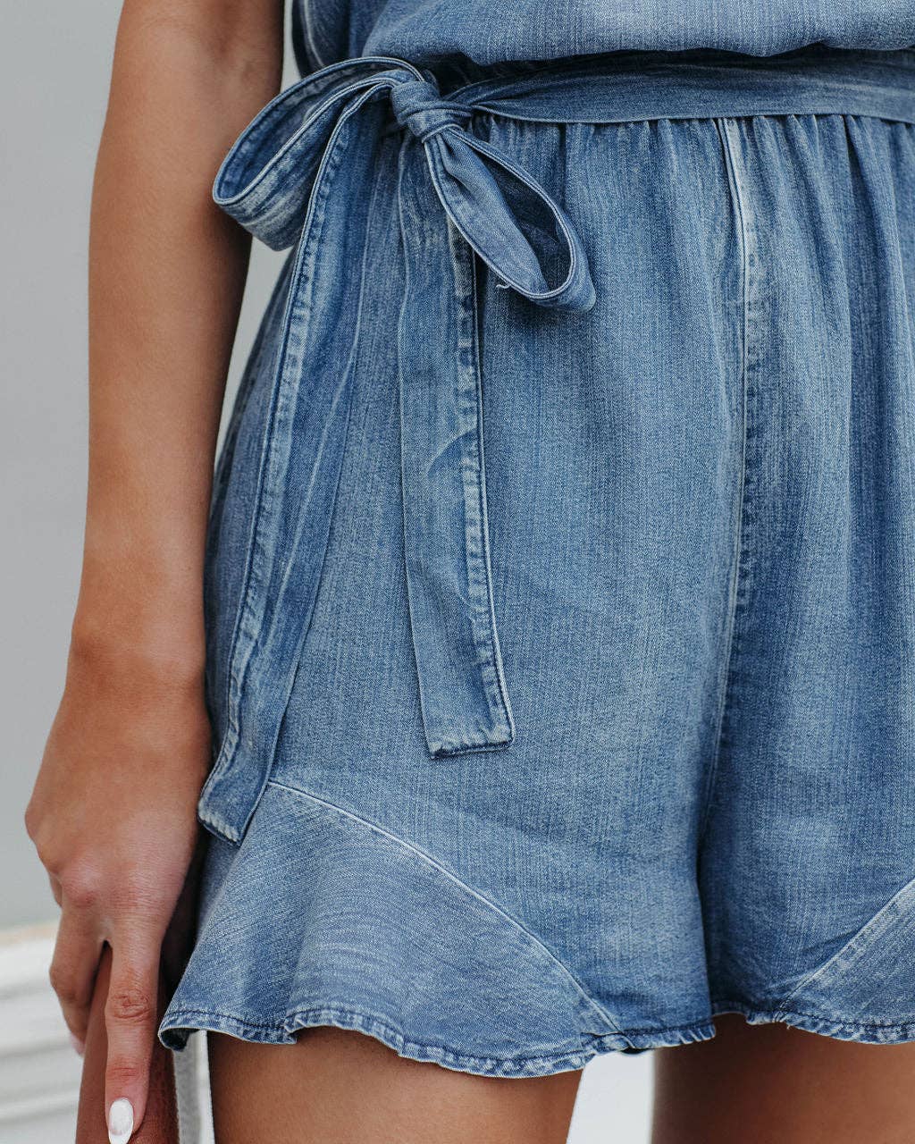 Summer Street Denim Distressed Romper