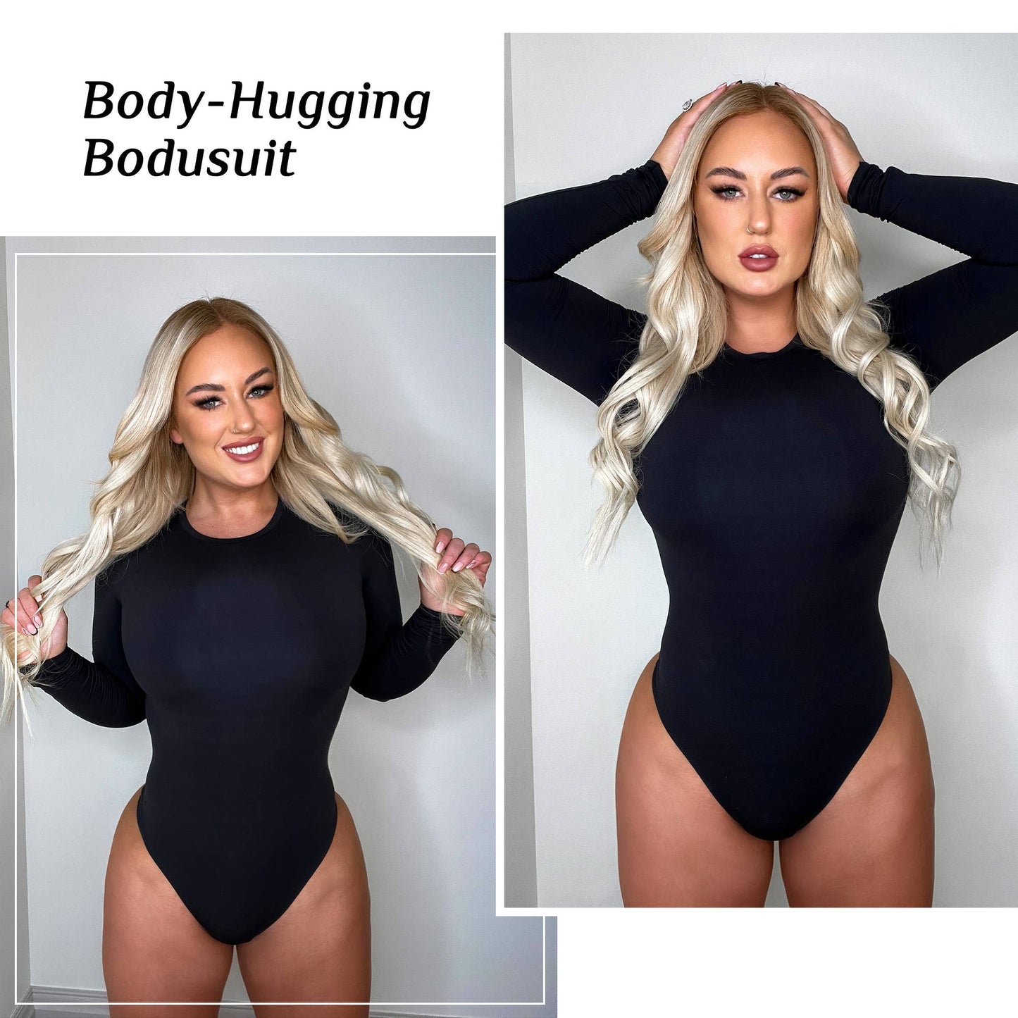 Long Sleeve Bodysuit Shapewear Crew Neck Thong