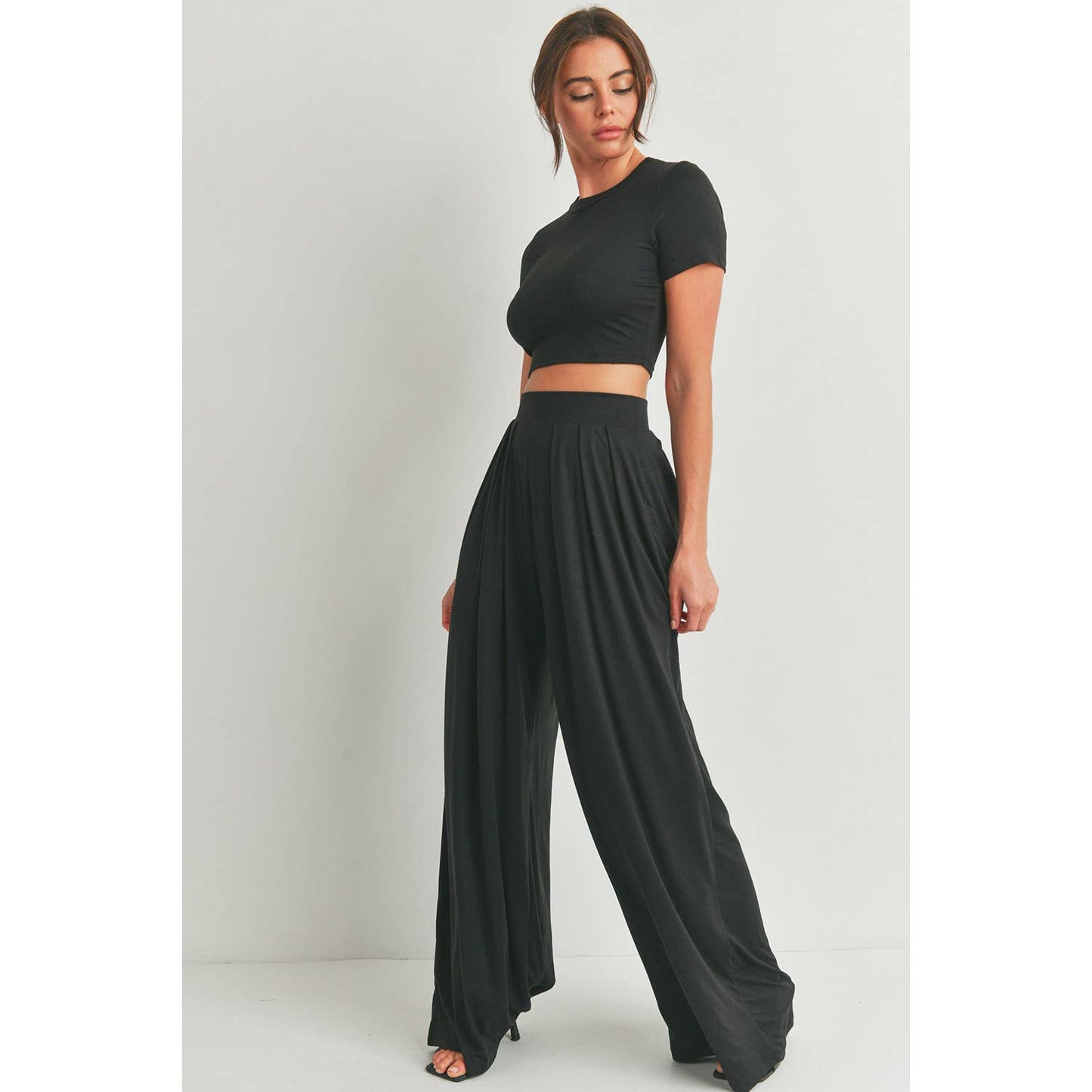 CROP TOP AND WIDE LEG PALAZZO PANTS SET
