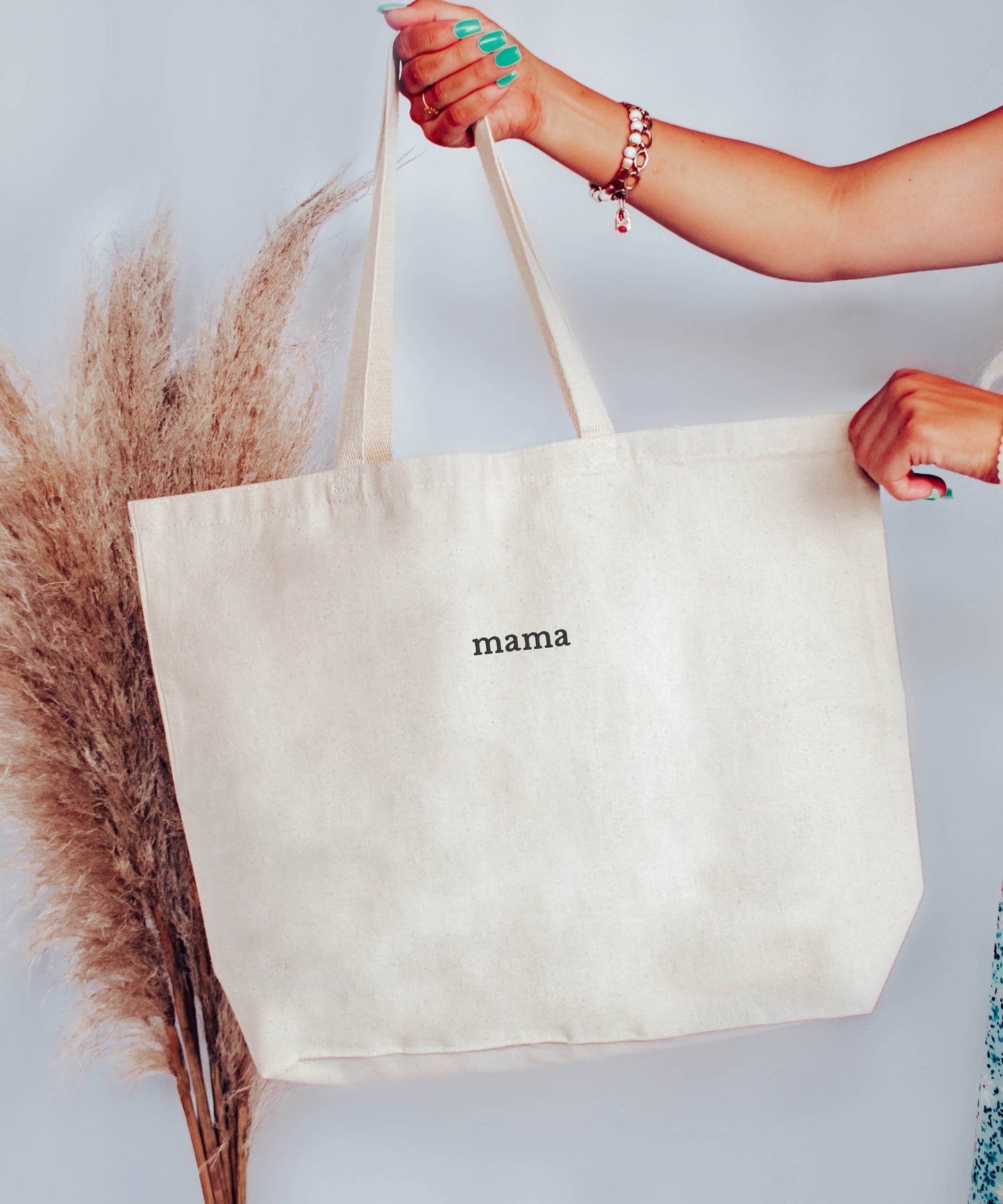 Embroidered Minimalist Mama Cute Canvas Tote Bag