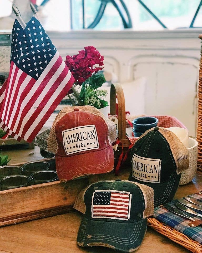 American Girl Distressed Trucker Hat Baseball Cap