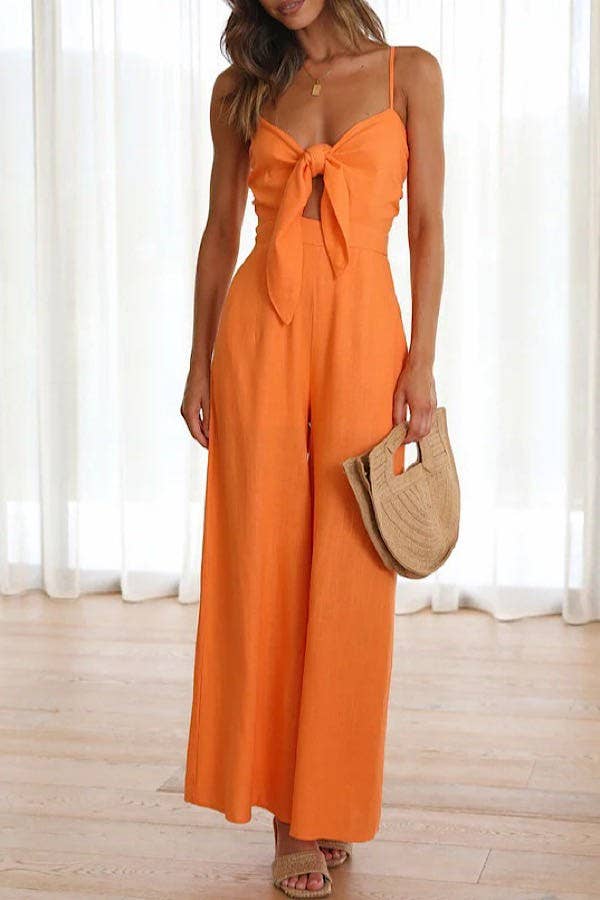 Bow Knot Jumpsuit w/Pockets