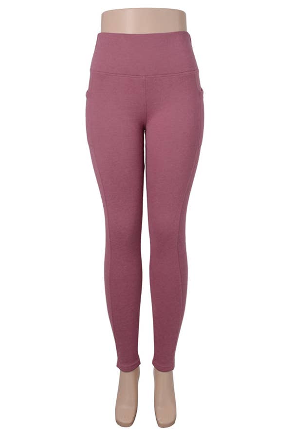 Fur lined winter warm legging with side cellphone pockets