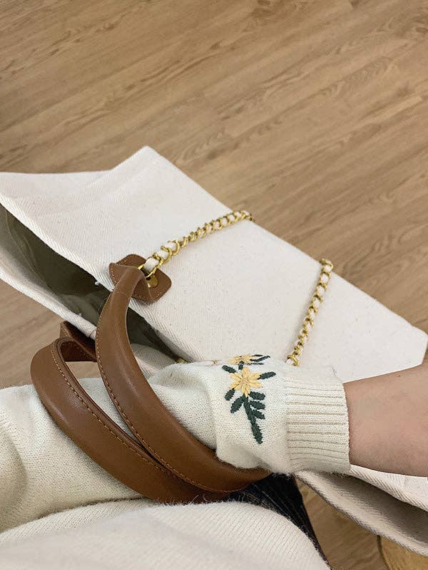 Urban Simple Chic Split-Joint Canvas Tote Bag