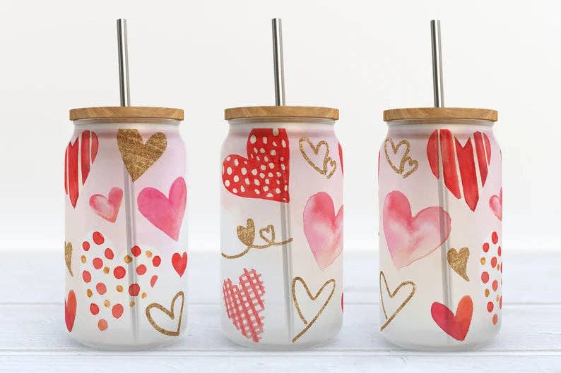 Valentines Day Hearts Seasonal 16oz Libbey Glass Tumbler