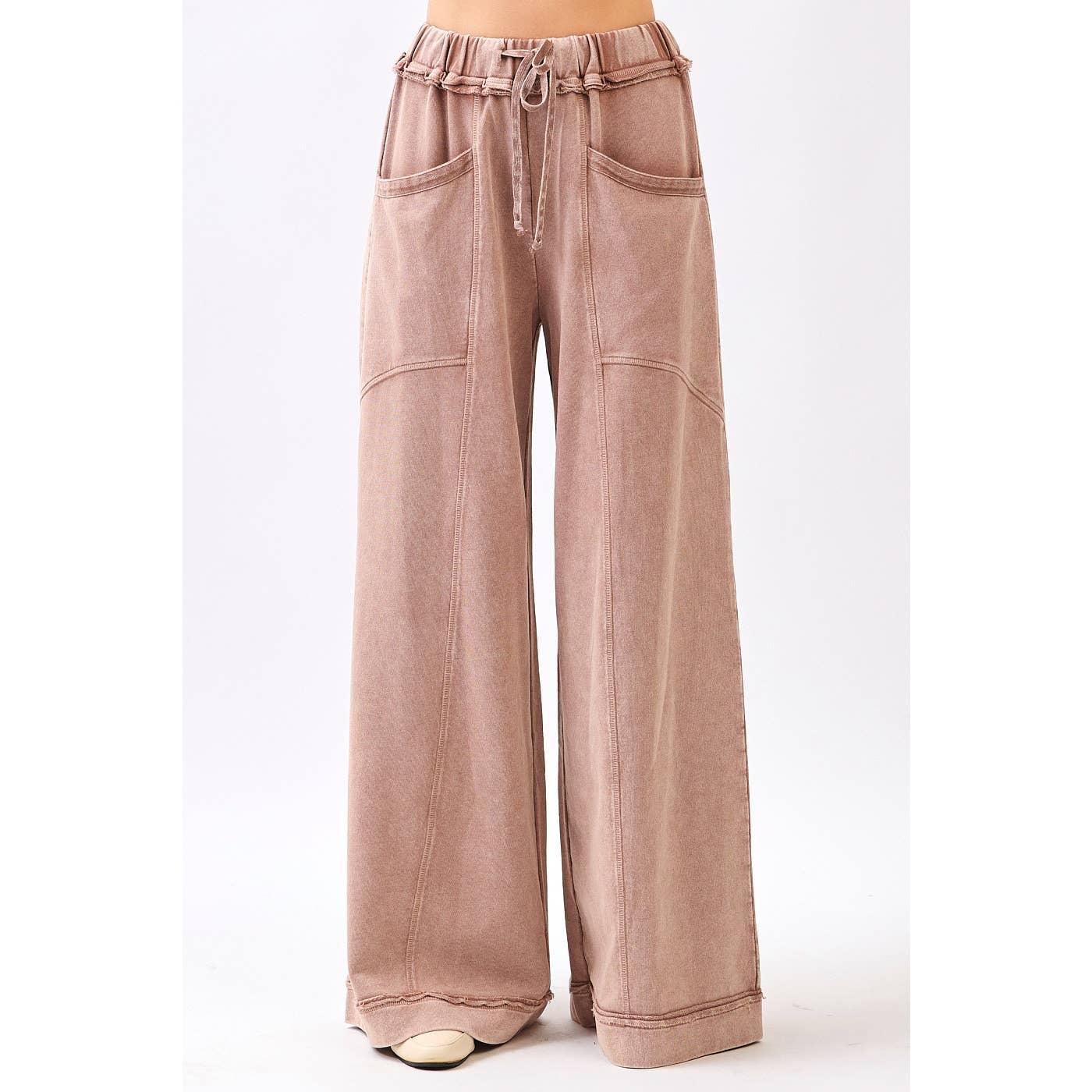 MINERAL WASH CURVED SEAM WIDE LEG PANTS (PRE🤍ORDER)