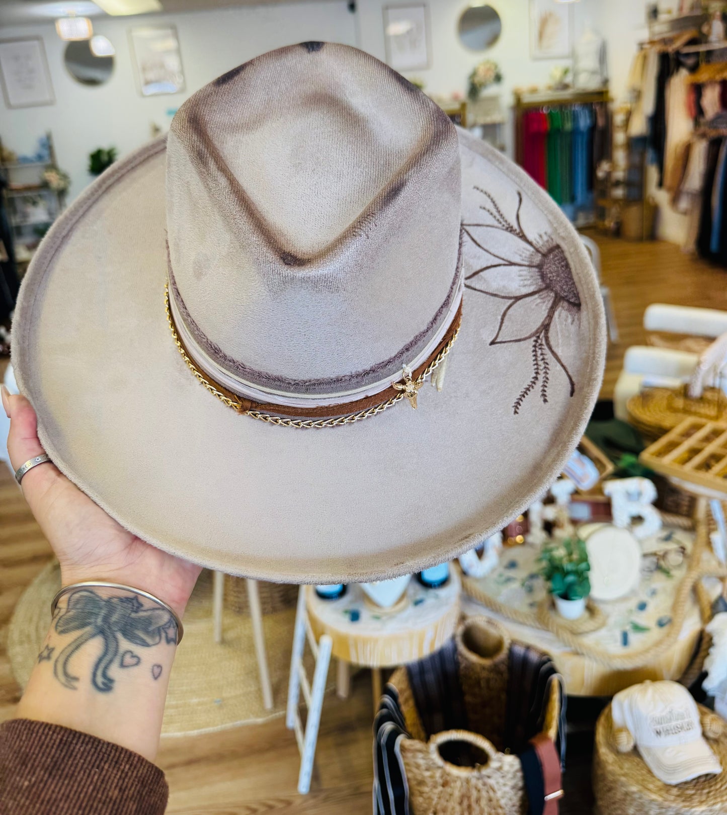 Tan Sunflower Custom Hat