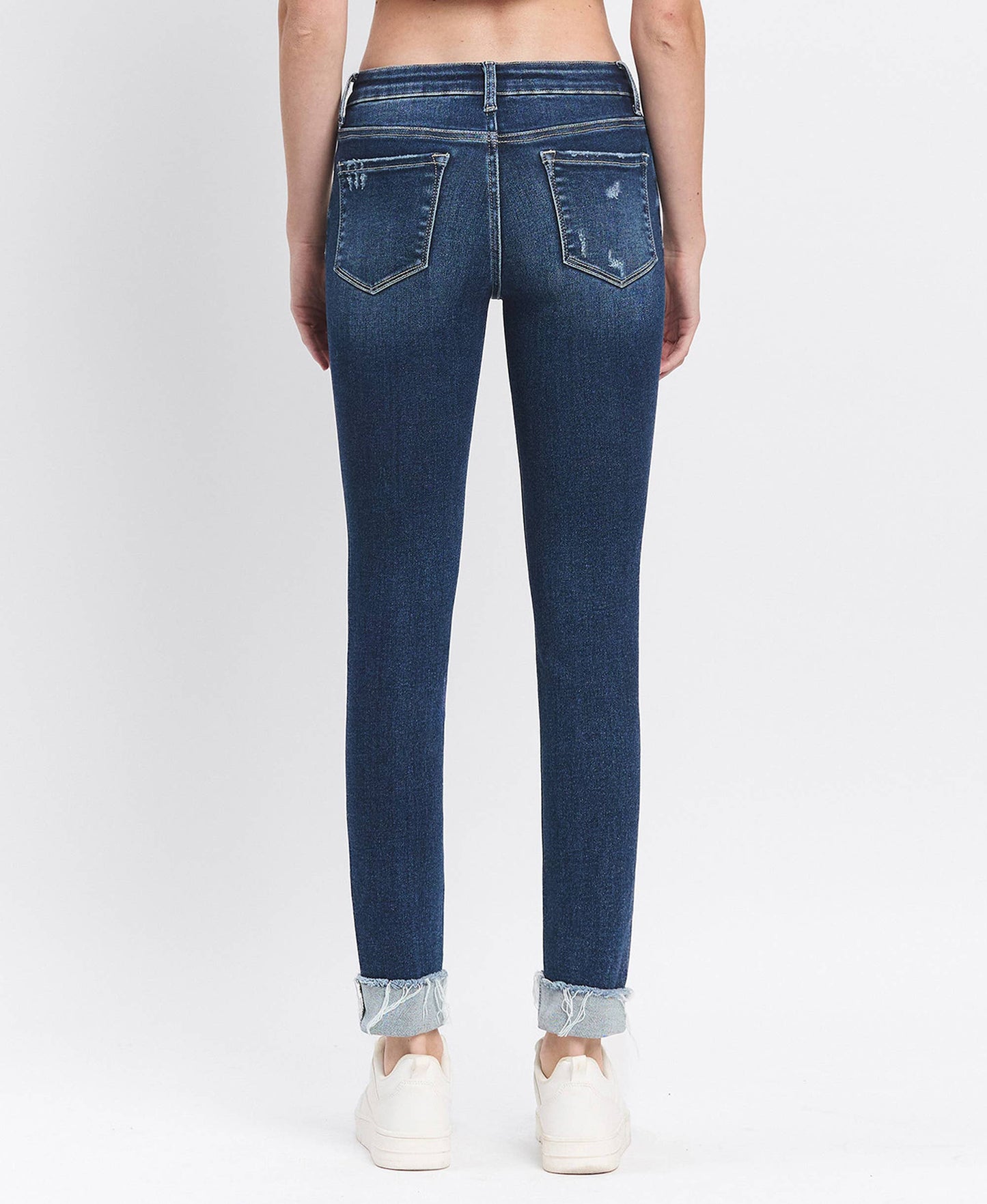 MID RISE CUFFED SKINNY JEANS
