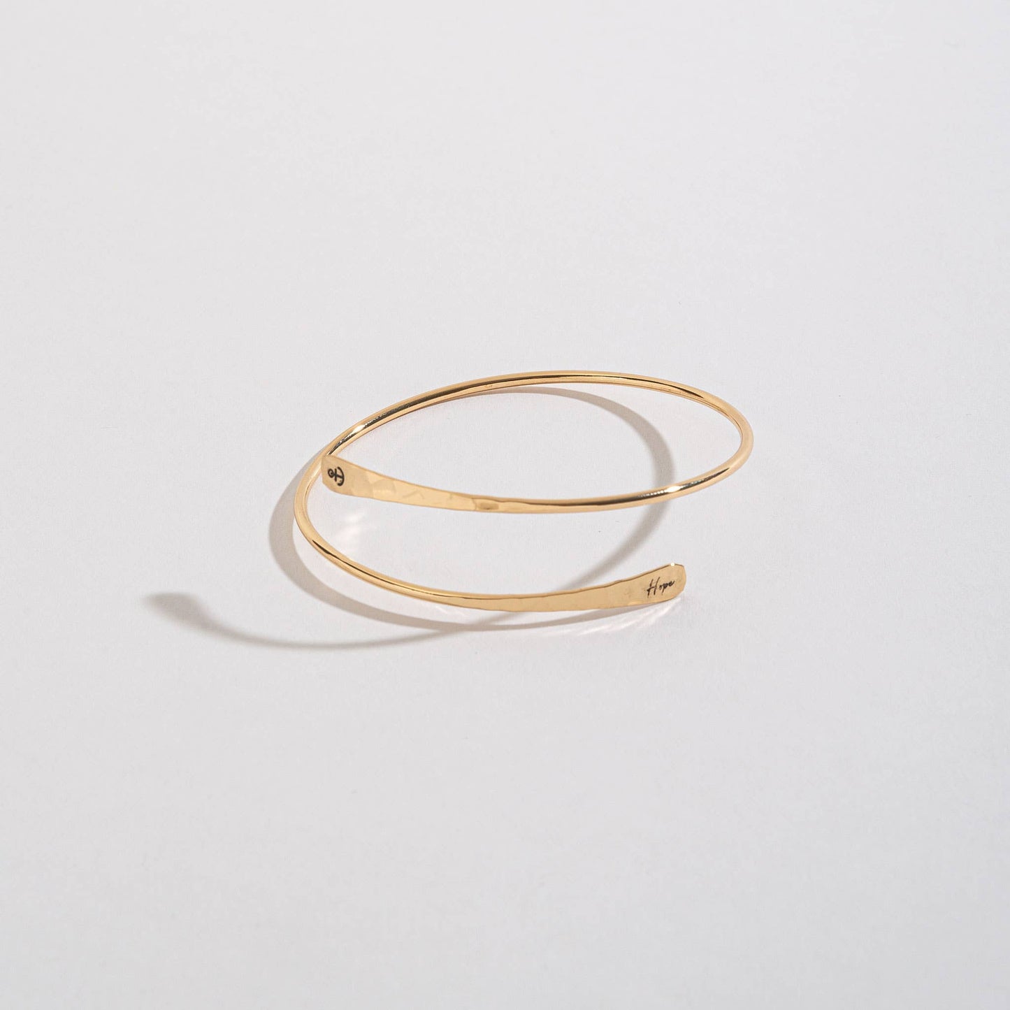 Hope Engraved Adjustable Gold Bangle Bracelet