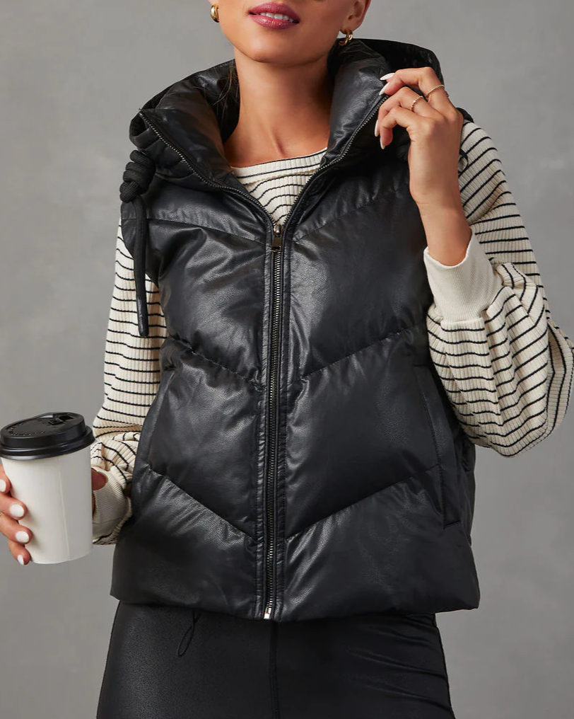 Hooded Puffer Double Slip Pocket Waistcoat