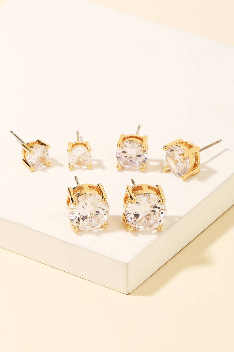 Round Stud Earrings Set