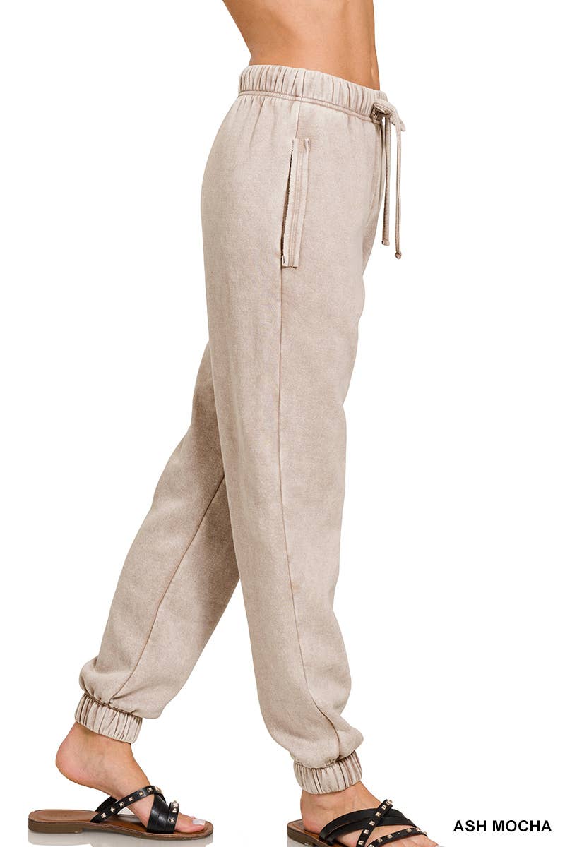 WASHED FLEECE SWEATS WITH POCKETS