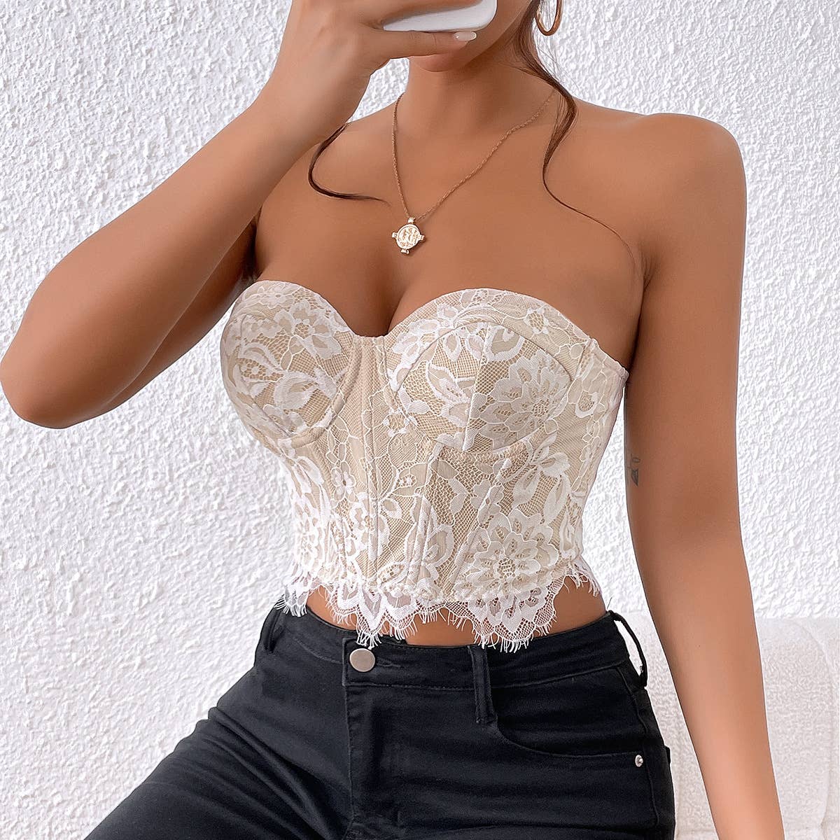 Lace Flower Bandeau Vest